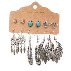 Retro 6 Pairs Of Earrings Set Female - FASHIONKULTUR