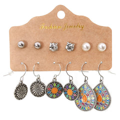 Retro 6 Pairs Of Earrings Set Female - FASHIONKULTUR