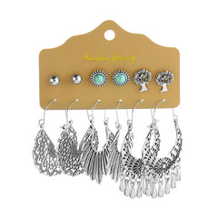 Retro 6 Pairs Of Earrings Set Female - FASHIONKULTUR