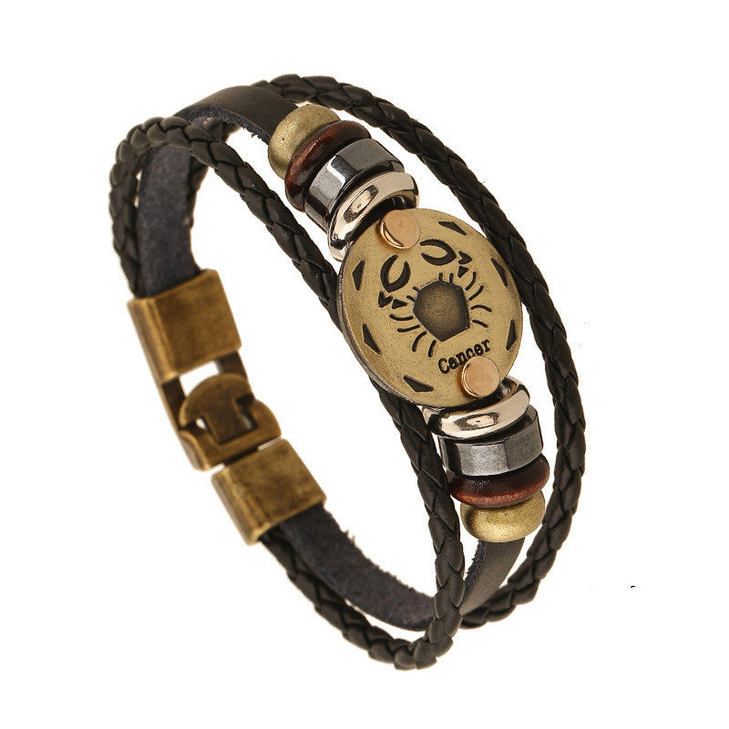 Twelve Constellation Cowhide Bracelets Wholesale Men And Women Small Jewelry - FASHIONKULTUR