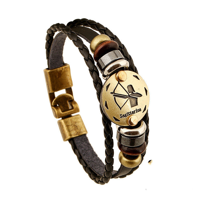 Twelve Constellation Cowhide Bracelets Wholesale Men And Women Small Jewelry - FASHIONKULTUR