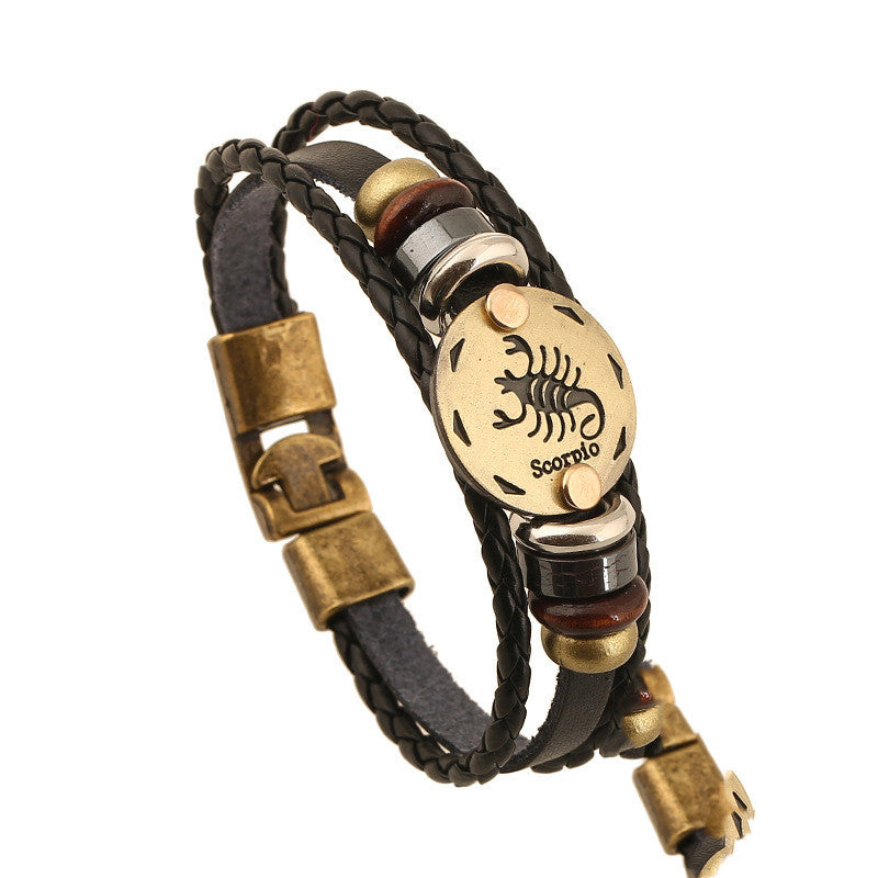 Twelve Constellation Cowhide Bracelets Wholesale Men And Women Small Jewelry - FASHIONKULTUR