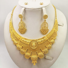 Gold Jewellery African Wedding Gifts Women Necklace Earrings - FASHIONKULTUR