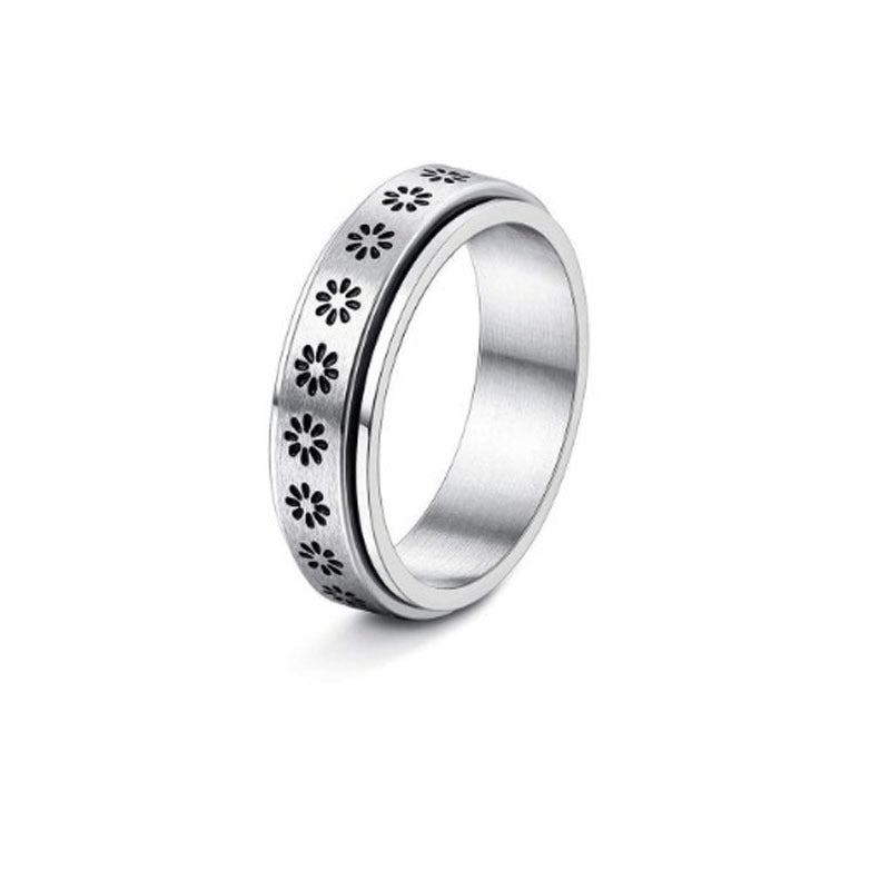 Stainless Steel Rotatable Spinner Ring Moon Stars Relieve Anxiety Rings - FASHIONKULTUR