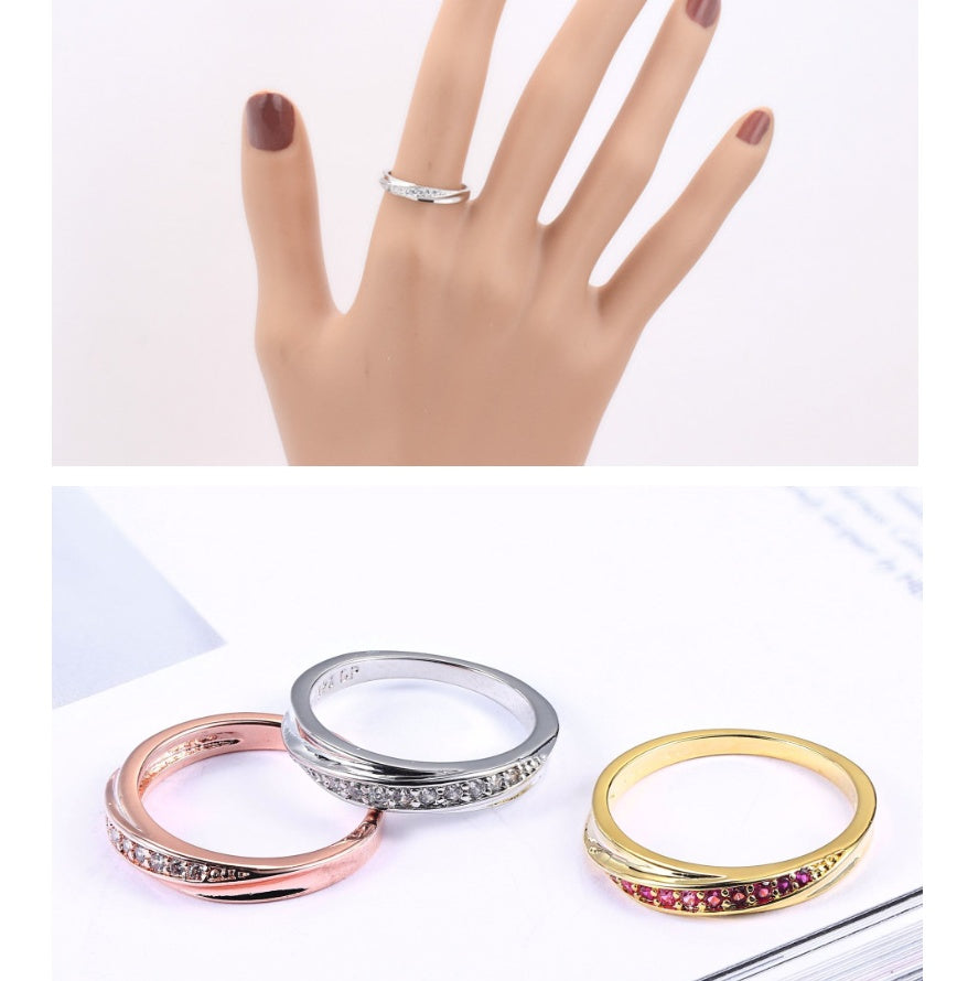 Korean version of the popular single row diamond jewelry micro inlaid zircon rose gold women's ring - FASHIONKULTUR