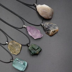 Natural Stone Rough Stone Pendant Crystal Agate Multicolor Irregular Strawberry Quartz Amethyst - FASHIONKULTUR