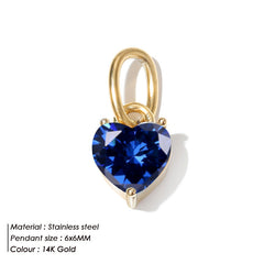 Stainless Steel Heart-shaped Zircon Pendant Diy Ornament Accessories