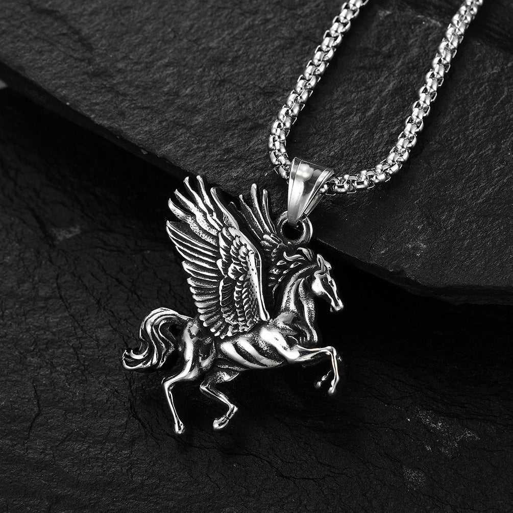 Retro Greek Mythology Titanium Steel Double-wing Tianma Men And Women Pendant Necklace - FASHIONKULTUR