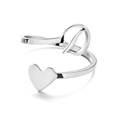 Simple Letter Three-dimensional Loving Heart With Opening Adjustable Ring - FASHIONKULTUR