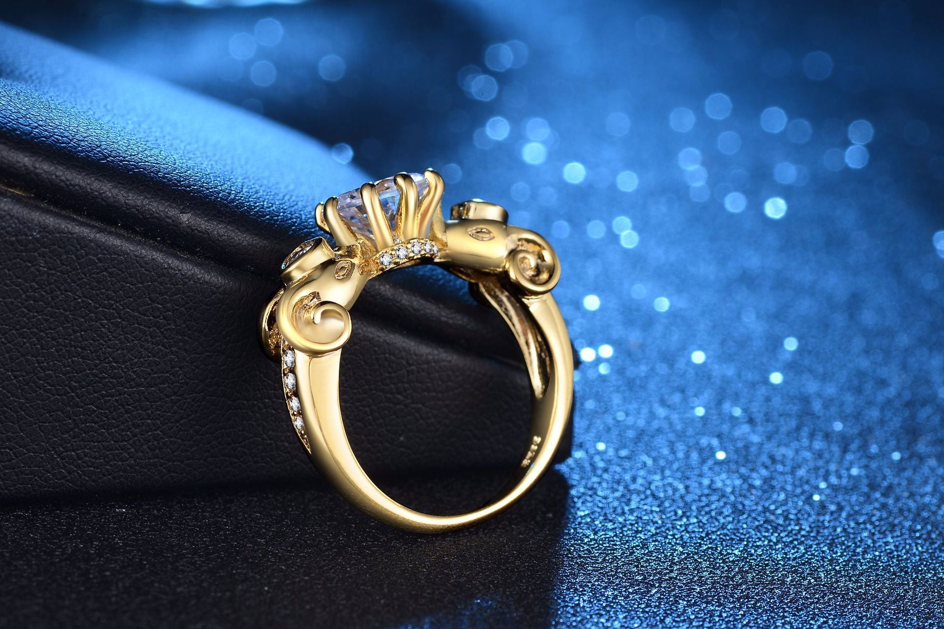 Gold-plated love curve ring female fashion zircon jewelry - FASHIONKULTUR