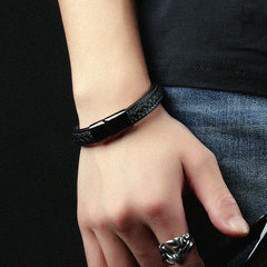 Black titanium steel bracelet - FASHIONKULTUR