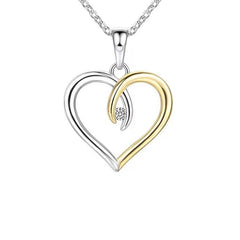 Silver Peach Heart Pendant Necklace Fashion Women