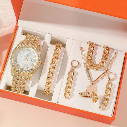 Women's Watch Jewelry 5-piece Set New Quartz Watch Gift Suit Wrist Watch - FASHIONKULTUR