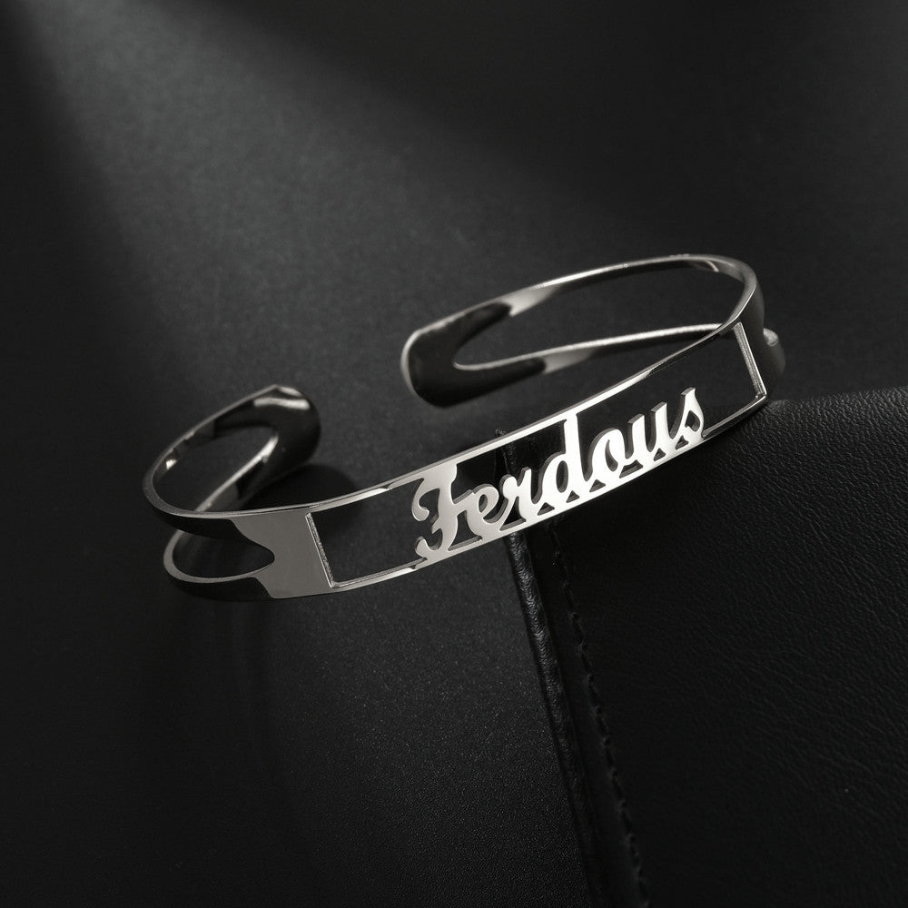 Customized Name Bracelet Personalized Custom Bangles Stainless Steel Jewelry - FASHIONKULTUR