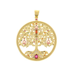 Colorful Zircon Light Luxury Tree Of Life Pendant