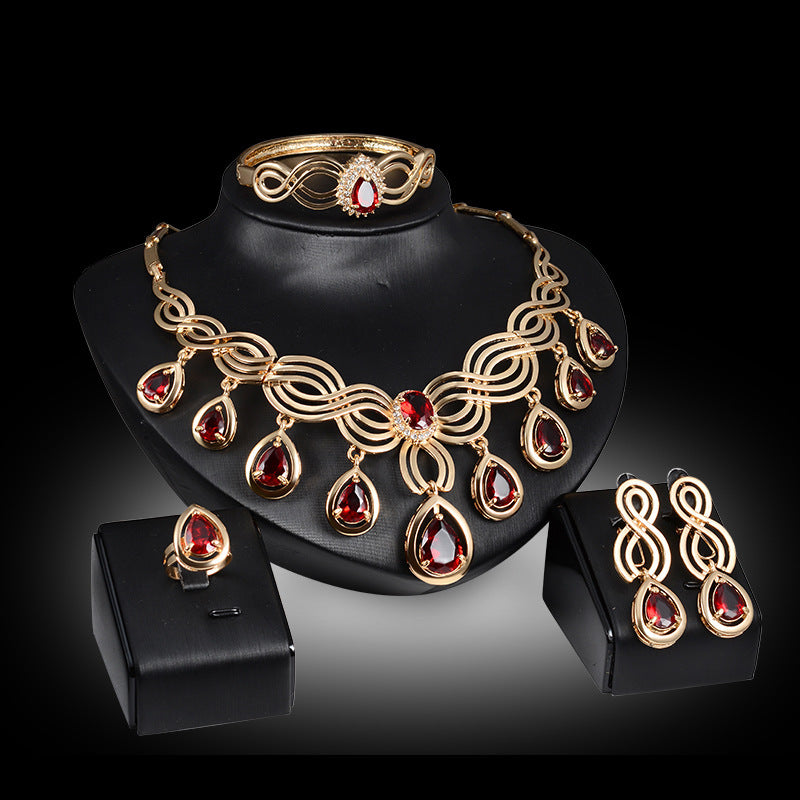 Set Jewelry Fashion Gems Necklace And Earrings Alloy Jewelry - FASHIONKULTUR