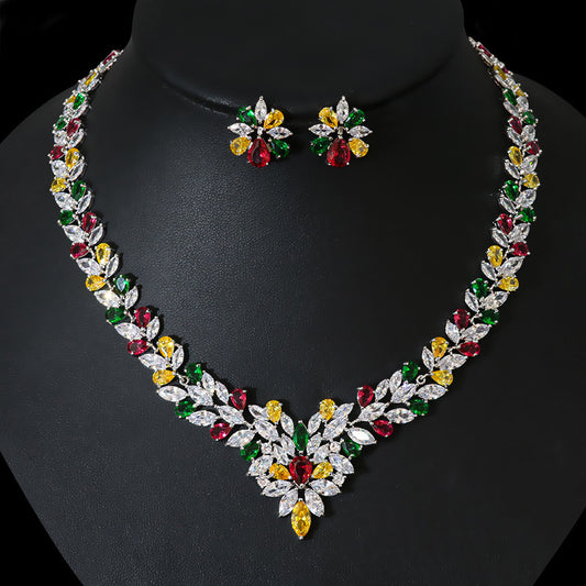 Bride Zircon Jewelry Necklace Earring Set