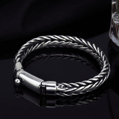 S925 Silver Handmade Woven Keel Bracelet For Men - FASHIONKULTUR