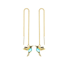 Fashion Jewelry New Unique Little Bird Drop Long Hanging Hummingbird Earrings For Women Elegant Girl Tassel Crystal Pendant Earring Jewelry