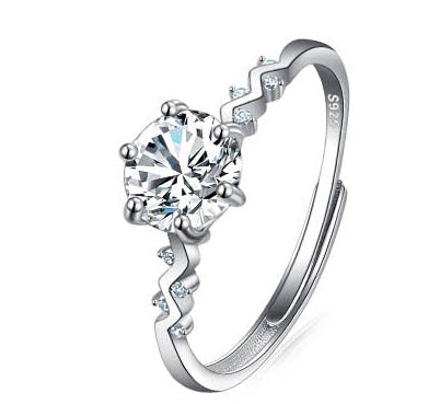 Platinum Diamond Ring Moissanite Ring D Color 1 Carat Opening - FASHIONKULTUR