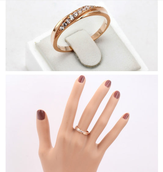 Korean version of the popular single row diamond jewelry micro inlaid zircon rose gold women's ring - FASHIONKULTUR