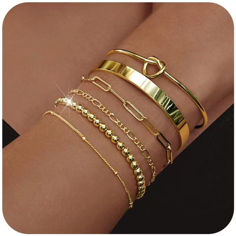 Brass Electroplating Fashion Love Multi-layer Stackable Ladies