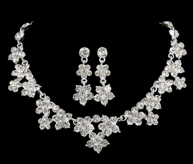 Direct supply of Korean crystal necklace, two sets of bridal jewelry set, fast selling pass for special purpose - FASHIONKULTUR