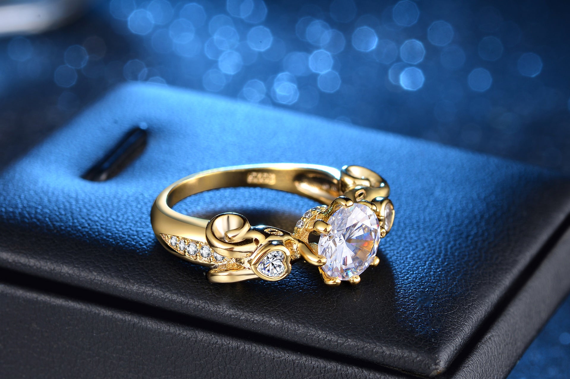 Gold-plated love curve ring female fashion zircon jewelry - FASHIONKULTUR