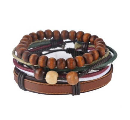 Leather Bracelet Men Multilayer Bead Bracelet Punk Wrap Bracelets for Women Vintage punk Men Jewelry - FASHIONKULTUR