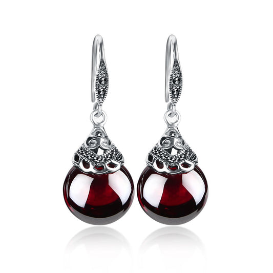 Vintage Round Garnet Earrings - FASHIONKULTUR