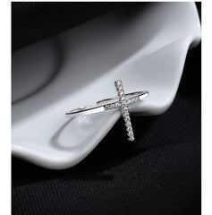 European And American Simple INS Style Cross Open Ring Female 925 Sterling Silver Niche Design