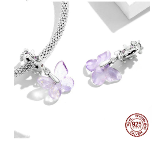 Glass Butterfly Accessories S925 Sterling Silver Pendant - FASHIONKULTUR