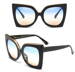 Women's Vintage Cat Eye Sunglasses Women Gradient Lens Sunglasses Glasses - FASHIONKULTUR