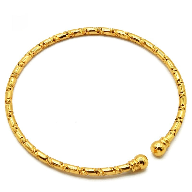 Bridal 24k Gold Plated Bracelet Ornament Women's Wedding Bell Leaf Pendant Bangle Jewellery - FASHIONKULTUR