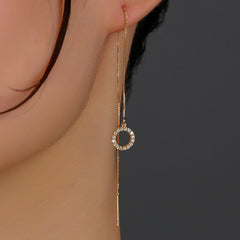 Gold Circle Long Tassel Ear Wire - FASHIONKULTUR