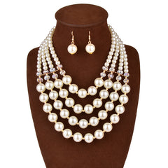 Europe necklace crystal pearl Long Necklace Earrings female bride jewelry set accessories - FASHIONKULTUR