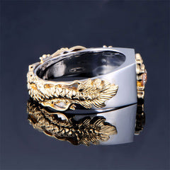 New Men's Domineering Dragon Pattern Two-color Zircon Rhinestone Ring Fashion Punk Hip Hop - FASHIONKULTUR