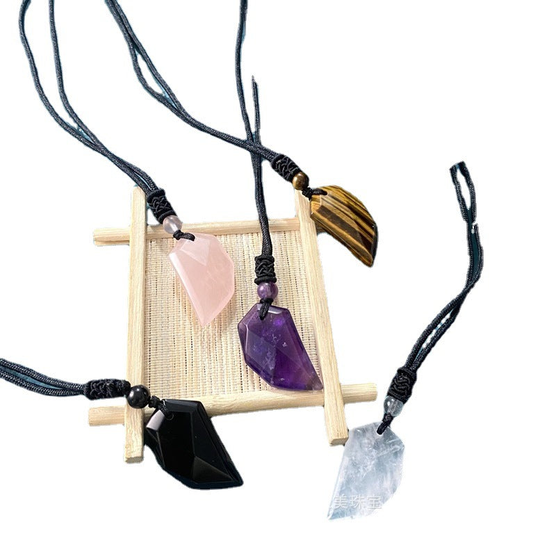 Semi-precious Stone Assorted Colors Crystal Wolf Tooth Couple Necklace - FASHIONKULTUR