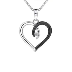 Silver Peach Heart Pendant Necklace Fashion Women