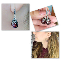 Vintage Round Garnet Earrings - FASHIONKULTUR