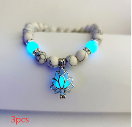 Energy Luminous Lotus Natural Stone Bracelet Yoga Healing Luminous Glow In The Dark Charm Beads Bracelet For Men Women Prayer Buddhism - FASHIONKULTUR