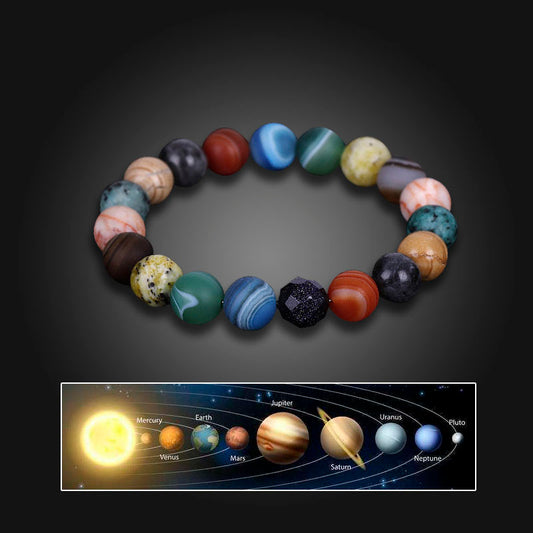 Solar System Eight Stone Planet Bracelet Planets Natural Stone Mala Bead Strand Bracelet For Men Women Handmade Universe Solar Chakra Bracelet Jewelry - FASHIONKULTUR