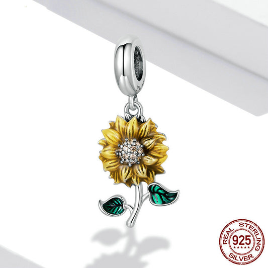 Sunflower Silver Bracelet Pendant Shine