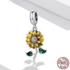 Sunflower Silver Bracelet Pendant Shine