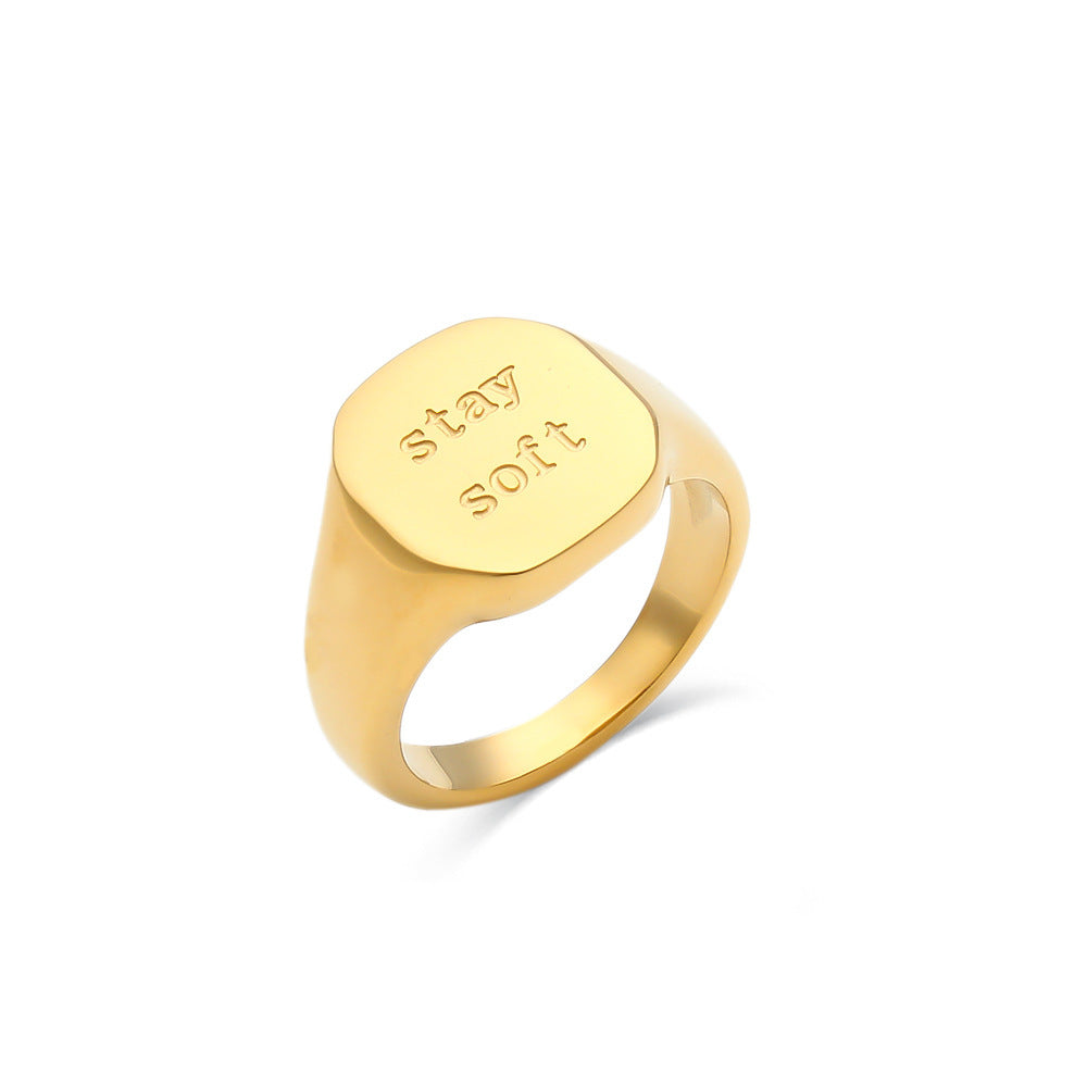 18K Gold Plated Jewelry With English Letter Ring - FASHIONKULTUR