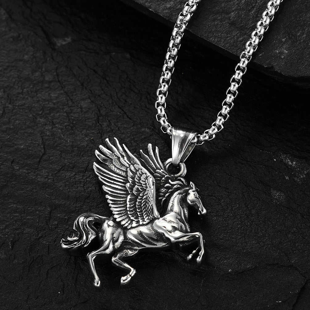 Retro Greek Mythology Titanium Steel Double-wing Tianma Men And Women Pendant Necklace - FASHIONKULTUR