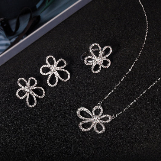 S925 Sterling Silver Five Petal Jewellery Set - FASHIONKULTUR