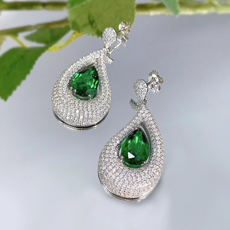 Artificial Emerald Stud Earrings With Diamonds - FASHIONKULTUR