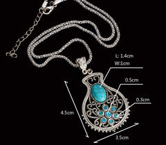 Pattern vintage earrings necklace diamond carving turquoise jewelry hollow - FASHIONKULTUR