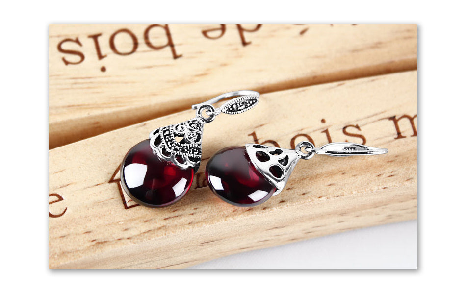 Vintage Round Garnet Earrings - FASHIONKULTUR